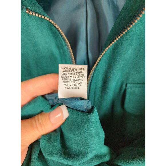 Studio Works Jacket Faux Suede Women's 18 Teal Green Preppy southwest Work - Picture 5 of 9